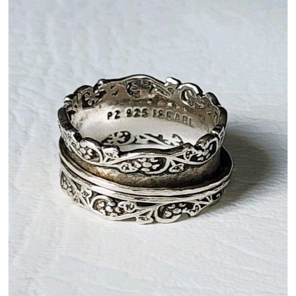 Or Paz Israel Sterling 925 Silver Floral Lace Spinner Band Ring Sz 10.75 - Picture 1 of 6